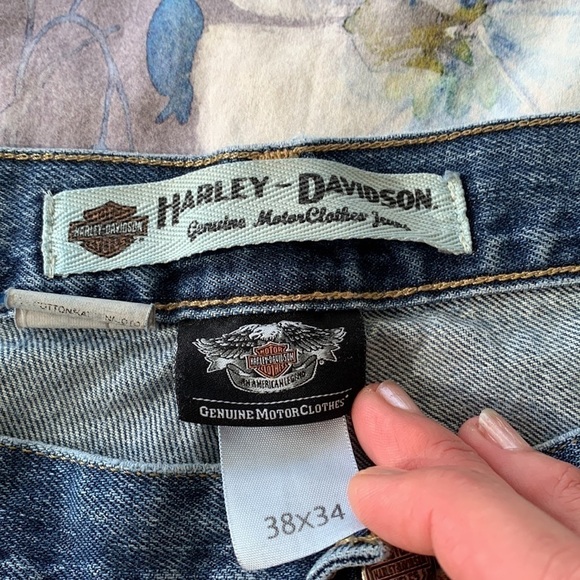 Harley Davidson Men's Jeans 38x34 Blue Medium Wash Biker Denim* - Picture 12 of 12